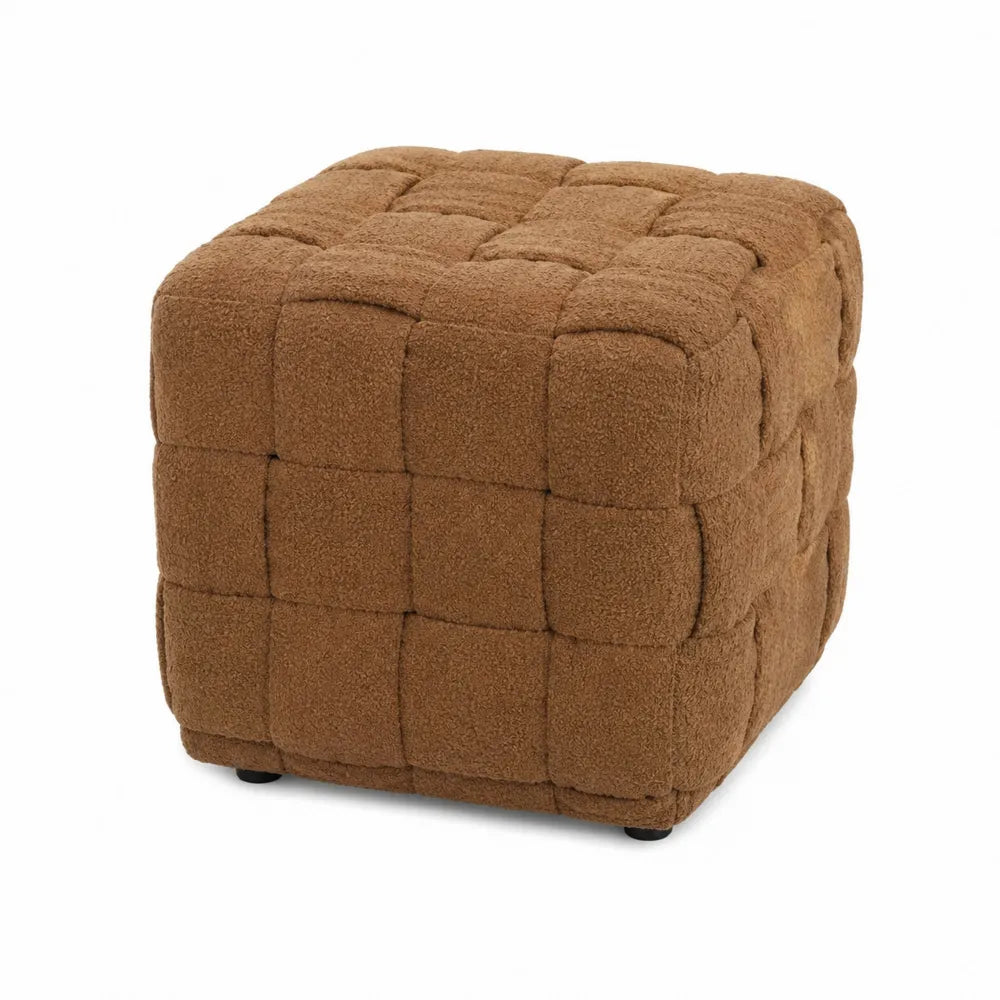 Puf cuadrado de poliéster marrón 35x35x35cm