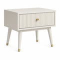 Mesita de Noche de Madera MDF Blanca con Detalles Metálicos Dorados