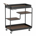 Carrito de bar de metal y MDF negro con ruedas