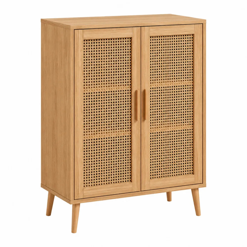Aparador de Madera y Ratán 80x40x100 cm