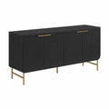 Aparador de madera MDF negro con patas de metal 180x40x75 cm