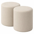 Juego de 2 reposapiés cilíndricos de madera contrachapada y poliéster beige