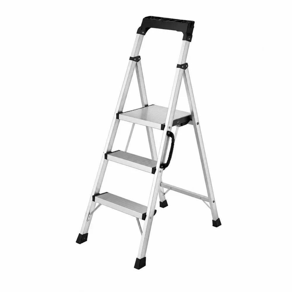 Escalera de aluminio de 3 pelda?os con mango antideslizante