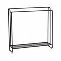 Perchero toallero de metal negro con 2 barras 80x30x80 cm