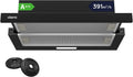 CIARRA CBCB6906D CB6906D, Výsuvné digestoře, A + + vzdálenost kapoty 60 cm 391 m3 / h, Černá / stříbrná, 60 cm, 58 dB, 150 mm, 078W