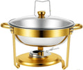 TRDEWR, Ohřívače nápojů a jídel, Kolo Chafing dish- Set pro bufety, Profesionální semi- Leštěné zlaté potraviny, Zlatá / stříbrná, 5 l