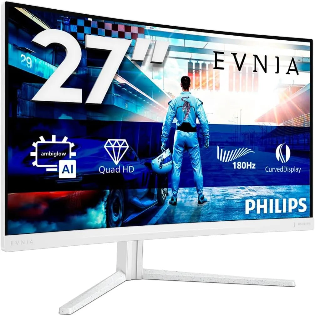 PHILIPS 27M2C5501-27 HDR10, Monitory, Evnia palců Quad HD zakřivený herní monitor, 180 Hz, 1 ms, FreeSync, Ambiglow, Bílá, 2560x1440