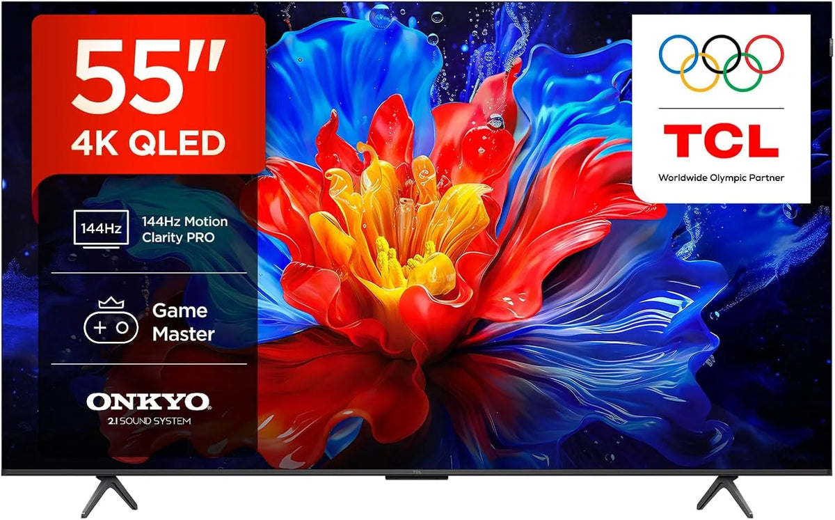 TCL 55P8K 55-inch, Televizory, QLED 4K HDR UHD TV, Smart Google TV (Dolby Vision & Atmos, 144Hz Motion Clarity, Černá, QLED, 4K, 144Hz, 120Hz