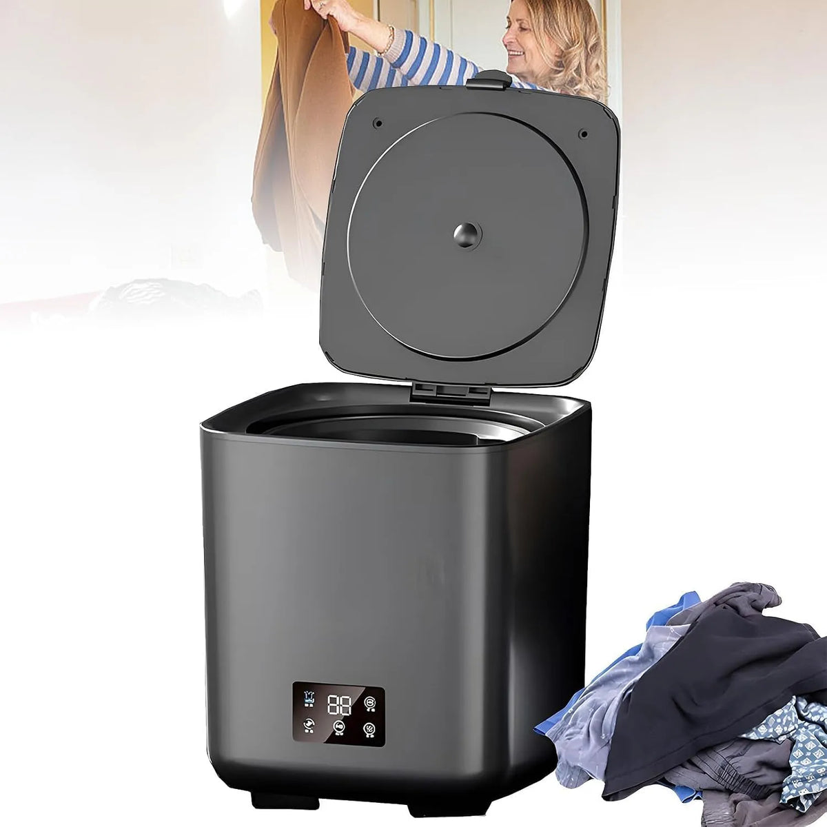 Generisch, Přenosné pračky, Přenosná plně automatická pračka, kompaktní design, nastavitelná nastavení, Bílá, 10 l, 3.05 kg, 3.6 kg