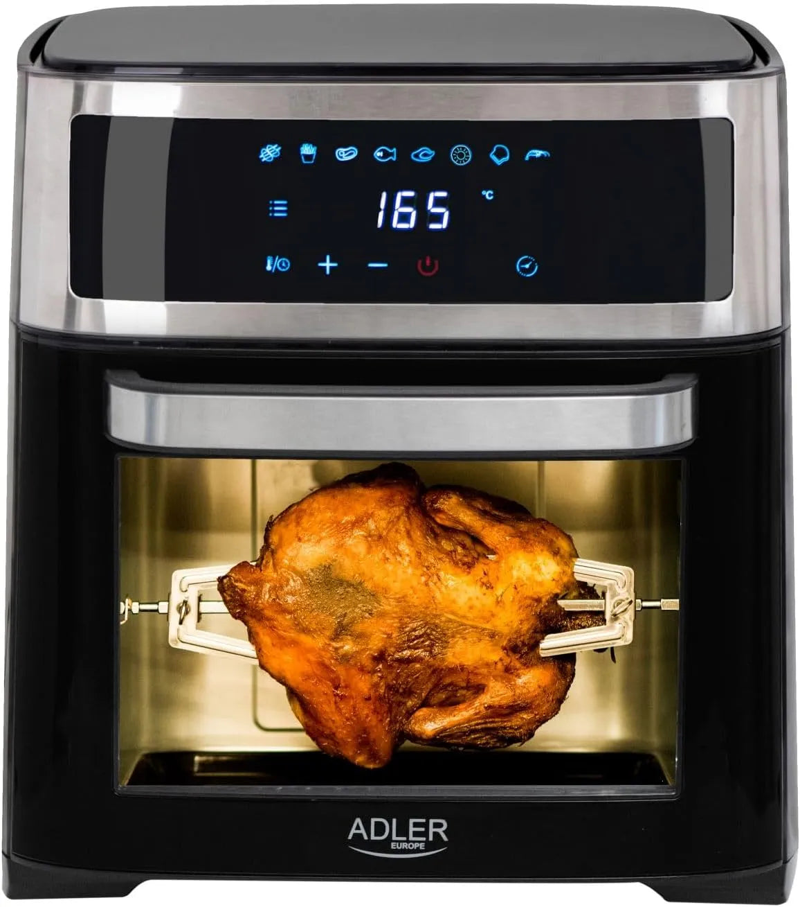 Adlereurope, Mini trouby, Eagle AD 6309 Mini Pečivo 13 L, 2500 W, teplý vzduchový fritér s LCD displejem, Černá / stříbrná, 13 L, 8 v