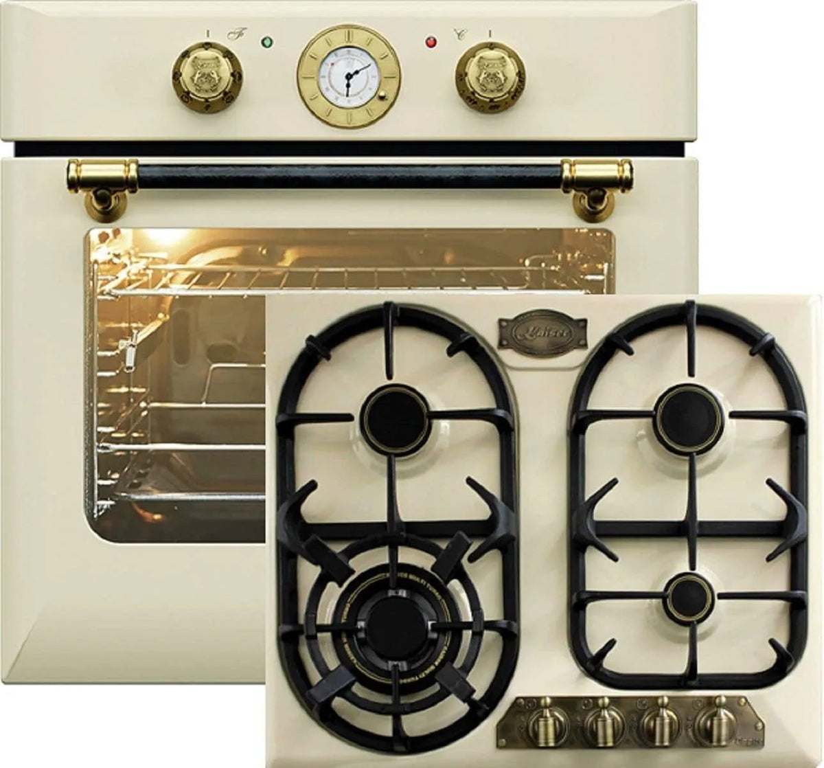Kaiser, Trouby, Herdset Autork Built- in Baking Oven EH 6432 ElfBE Eco + KG 6325 ElfEm, Retro, Černá, 60cm, 3, 8 kW, 0 × 59, 5 × 54