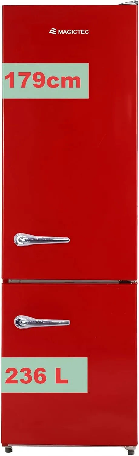 magictec 168L/68L, Kombinované chladničky s mrazákem, Retro Lednice s mrazákem Vintage 179cm, Celkem No Frost Plus, 236L (168L / 68L, Bílá, 168L