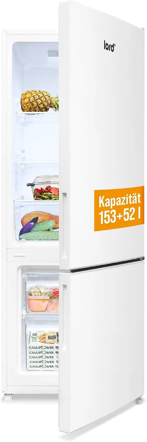 Lord, Kombinované chladničky s mrazákem, Mrazák C24 kombinace 205 l (153 l lednice + 52 l mrazák), 144 cm, Lowfrost, 39 dB, Bílá, 205 l, 153 l