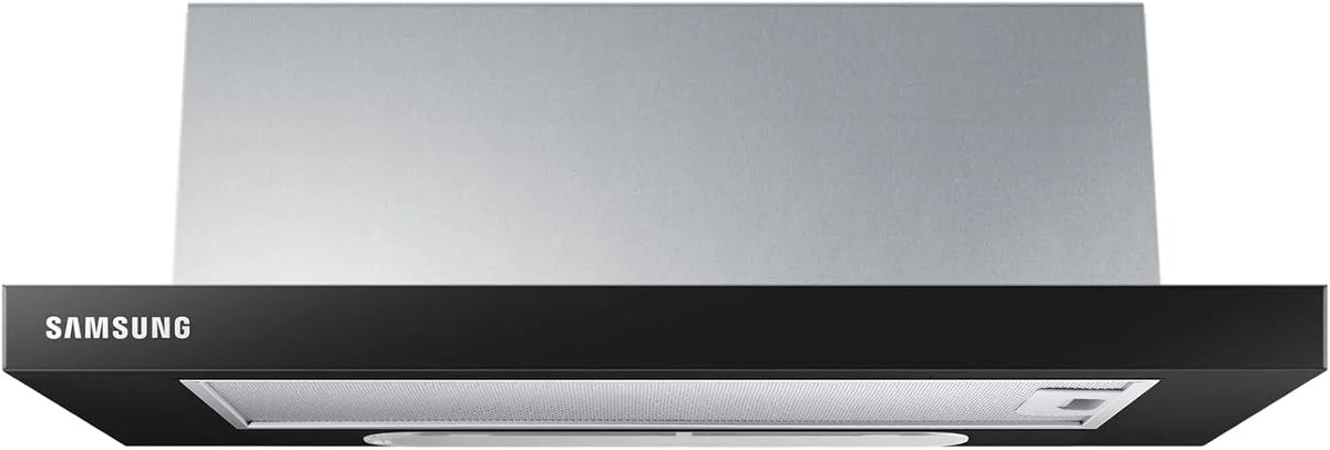 Samsung, Baterie, škálová kapota, 60 cm, uhlíkový filtr, hliníkový filtr, recirkulace a výfukový, Černá / stříbrná, 7000MM