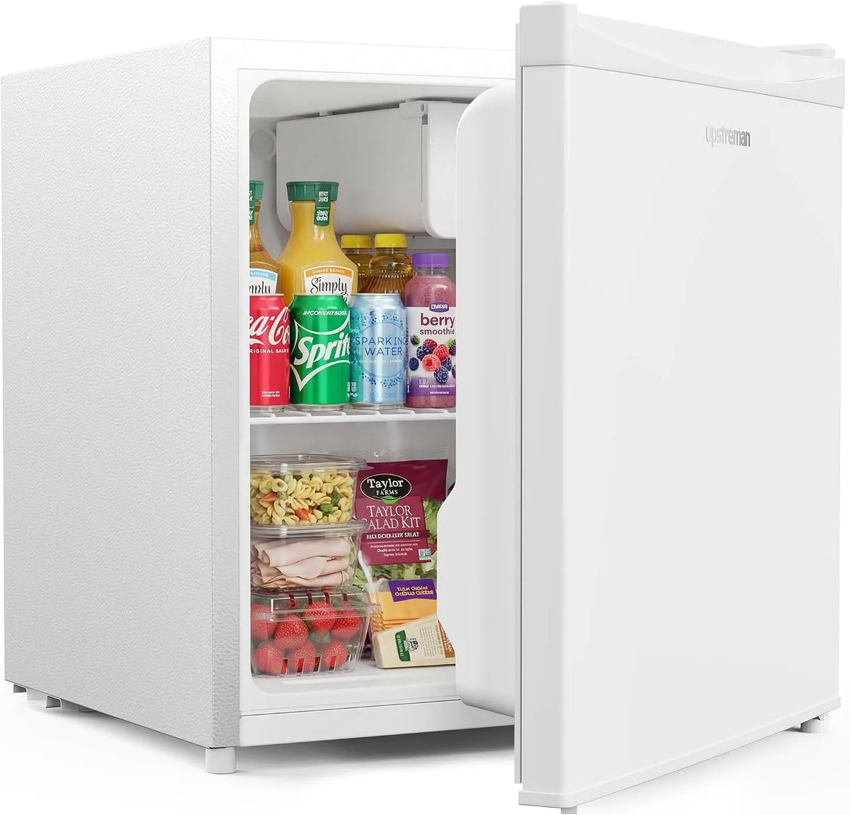 Upstreman FR17, Minichladničky, Mini Lednice 46L s lednicí, regulace teploty, energetická úspora, dveře stop, Bílá, 46L, 49 x 47, 8 x 45 cm