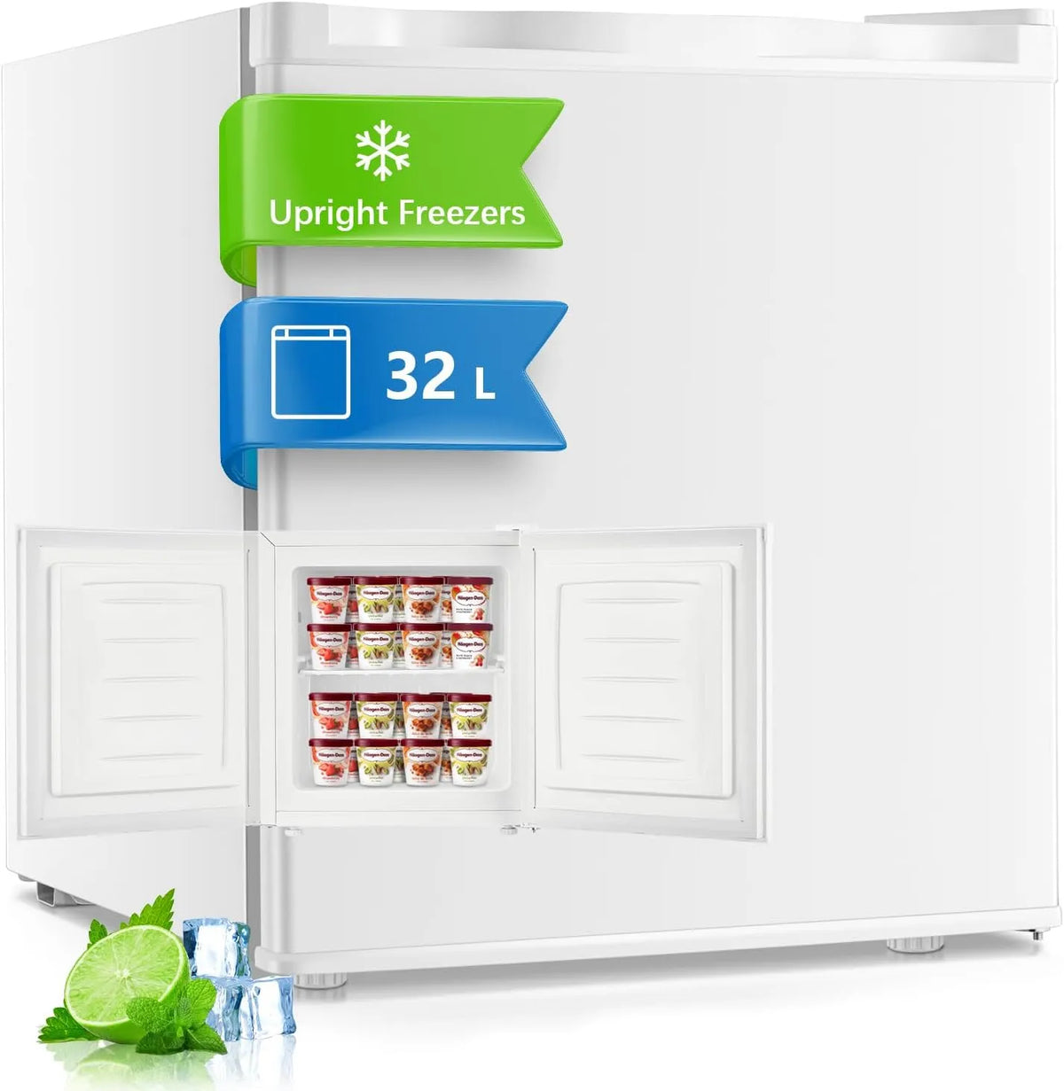 FOHERE, Mrazničky, FOSER Mini Mrazicí zařízení 32L Mrazicí zařízení pro kancelář a kempování, Bílá, 32L, 45.2 cm, 4 kg, 43dB