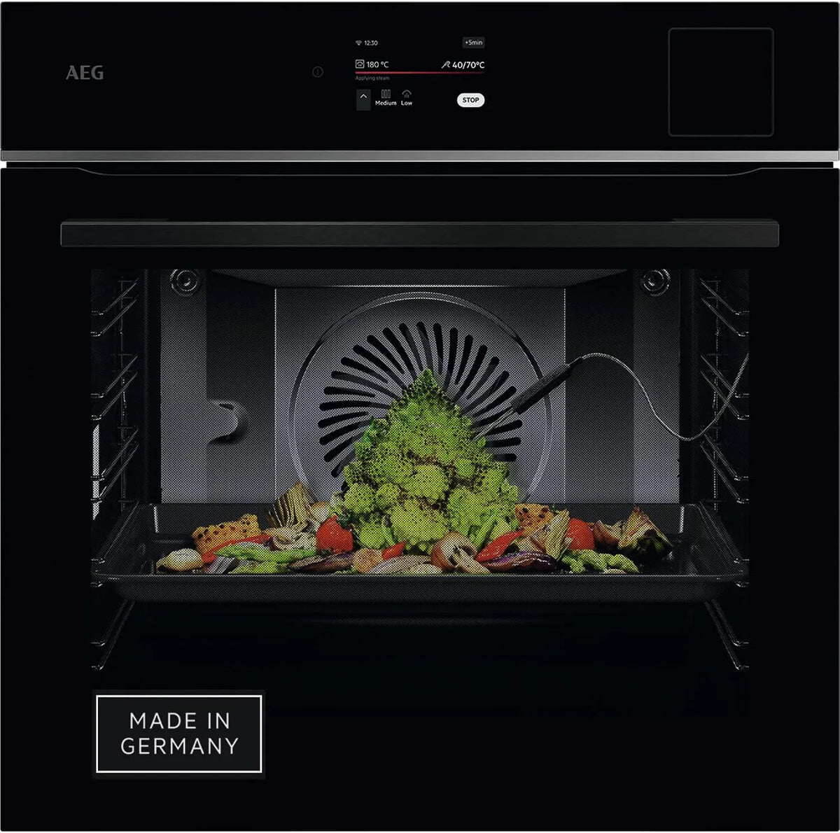 AEG TP8SB73ZAB, Parní pece, Wifi built- in parní trouba, multiparní sporák, série 8 touch-swipe displej, s, Černá / stříbrná