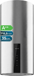 Cecotec, Nástěnné digestoře, stěna kapota 35cm Bolero Flux DRT 358000 Inox A + +, 715 m3 / h, energetická, Stříbrná, 35cm
