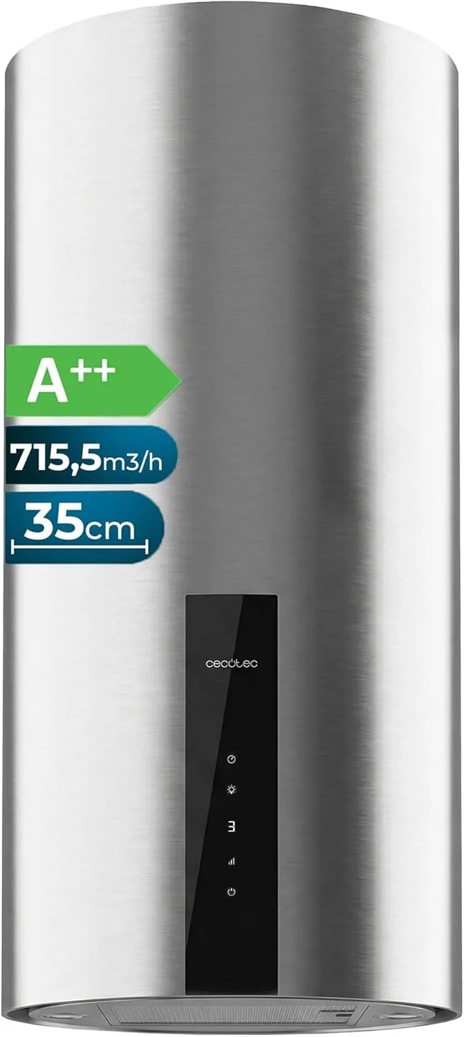 Cecotec, Nástěnné digestoře, stěna kapota 35cm Bolero Flux DRT 358000 Inox A + +, 715 m3 / h, energetická, Stříbrná, 35cm