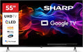 SHARP 55HP5365E HDR10, Televizory, Google TV, 55 ′ UHD, Bezrámové, 60 Hz, QLED, Dolby Vision HDR, Google asistent, Černá, 2x12