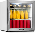 Klarstein, Nápojové chladničky, Beersafe Beversafe Lednice 47 L - Mini Lednice se skleněnými dveřmi, stříbrná, Stříbro / bílé, 47 L, 39 dB
