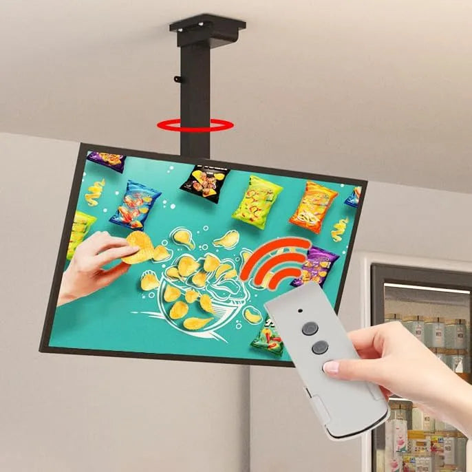 RAJYQODIS, Nástěnné a stropní držáky, Tv držák na strop elektrický, 360 ° rotační držák na strop pro televizní, Černá, 100cm, 60 kg, 1730 mm