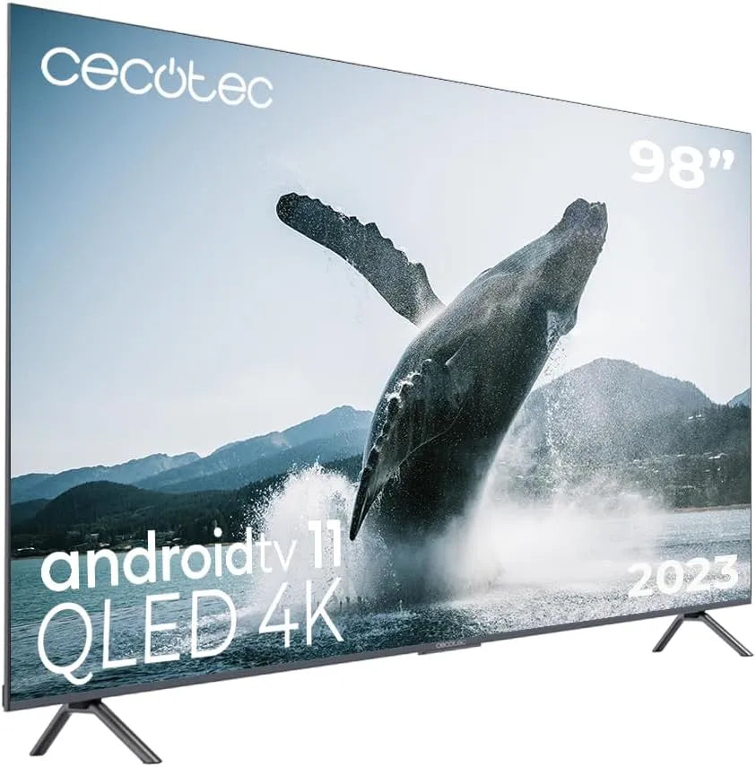 Cecotec VQU30098 TV98, Televizory, +S QLED 'Smart TV V3 + series + S, 4K UHD, Android TV11, Bezrámový, Google, Černá, QLED, 98 ', 4K, 48 G