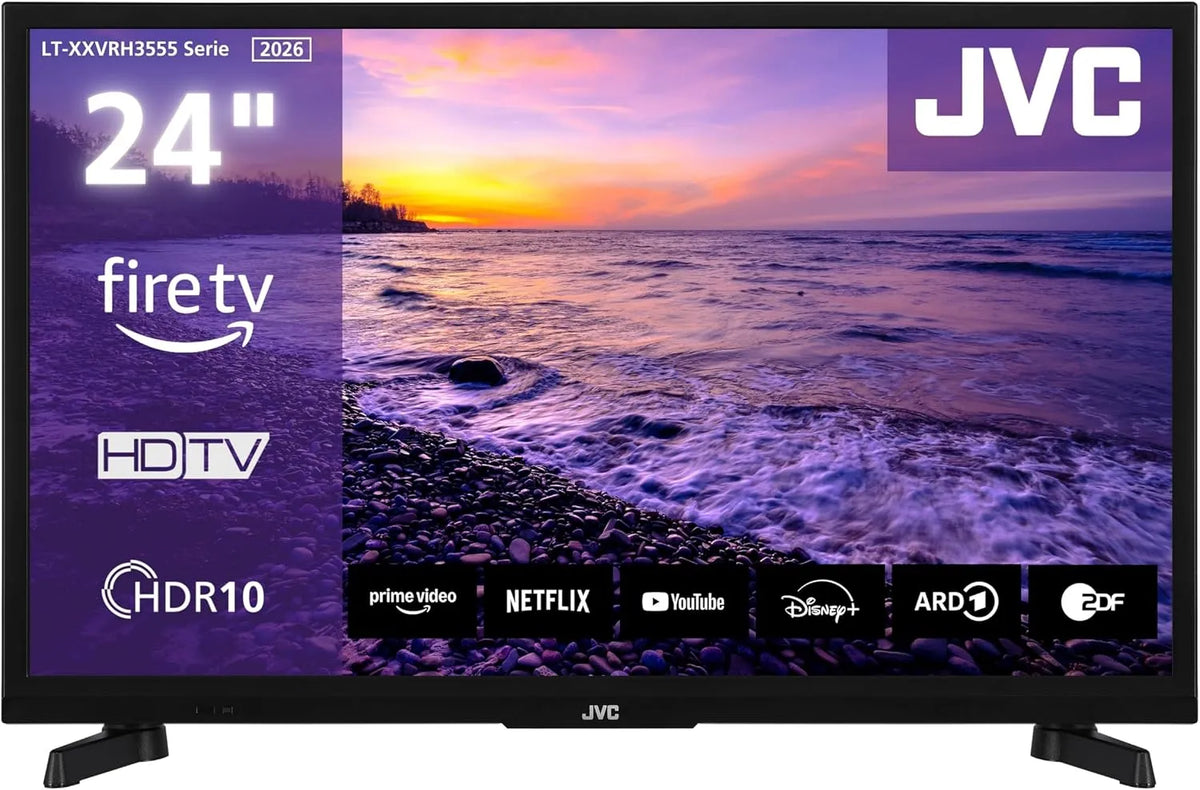 JVC LT-24VRH3555, Chytré televizory, TV 24 palců oheň TV s HD Ready rozlišení Smart TV, Černá, 24V, 60 cm