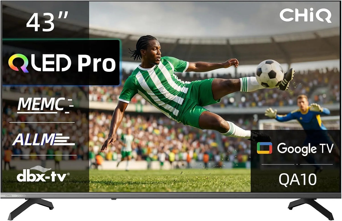 CHiQ 43QA10 HDR10, 43 palců (108 cm) 4K UHD QLED Smart Google TV, DLG 120Hz (Software, Černá, 108 cm, 4K, QLED, 120Hz