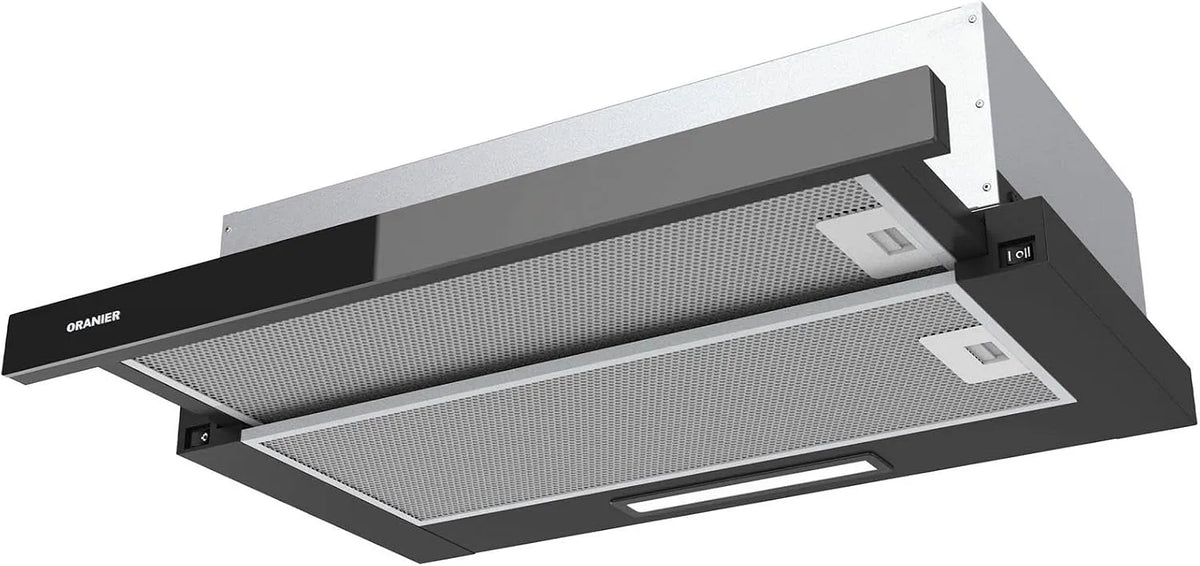 Oranier FLA460, Podstavné digestoře, Oranžová instalace - Kotouč vzduchu s rozpínacím sklem, Černá / stříbrná, 60 cm, 3W, 595 mm, 170 mm
