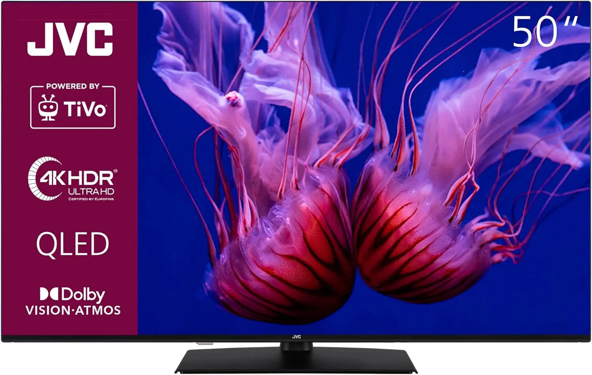 JVC LT-50VUQ3455, Přenosné televizory, QLED TV 50 palců Smart TV poháněný TiVo (4K UHD, HDR Dolby Vision, Dolby Atmos, Černá, QLED, 4K, 50V