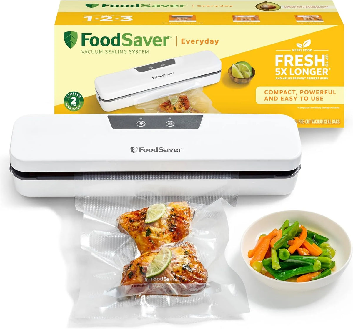 FoodSaver, Zařízení pro svařování filmů, Šetřič foodů Everyday vakuum Device, Černá, 5 v, 20 cm, 28 cm
