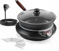 Abangdun 190-275V 18-Stunden-Timer, Elektrické vařiče, Vodicí plotýnka Wok, 2500W indukční plotýnka s Wok 12 stupeň vytápění indukční, Černá, 275V