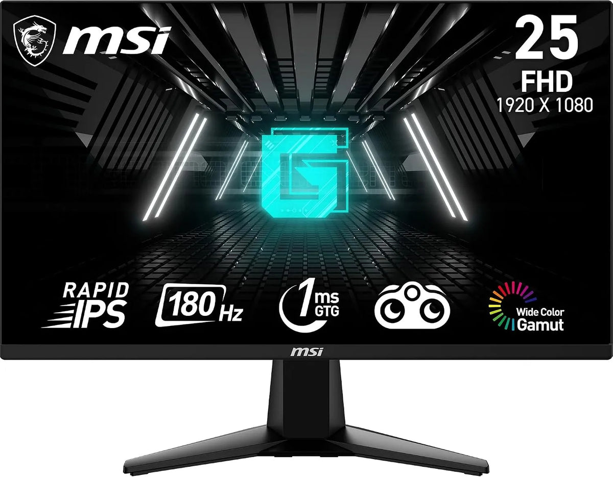 MSI 5-Zoll-FHD-Gaming-Monitor G255F, Monitory, 24.5- palcový monitor FHD - 1920 x 1080 Rapid IPS panel, 180 Hz / 1 ms (GtG), 99%, Černá