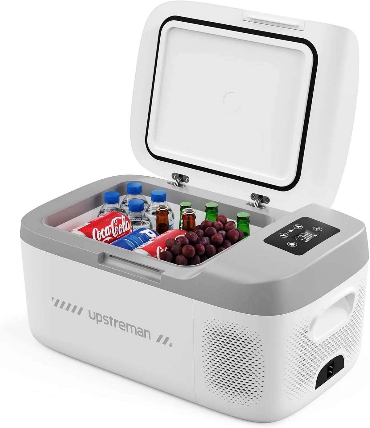 Upstreman 12V/230V AR18, Chladničky, Compact 15L Elektrická chladicí box s chladicí a mrazicí funkcí - Výkonný, Bílá, 12V, 230V, 15L
