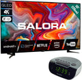 SALORA 50QLED HDR10, Televizory, 50 palců 4K Smart TV s Android + Digital Radio Alarm s AM / FM, Chromecast, 3, Černá, 4K, 3840x2160