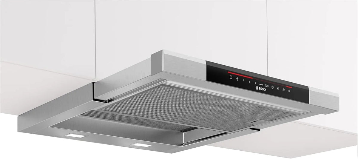 Bosch DFS067K51, Výsuvné digestoře, série 8 plochá obrazovka, 60 cm široký, recirkulace vzduchu a výfukové plyny, Černá, 60 cm, 6 x 59, 8 x 29