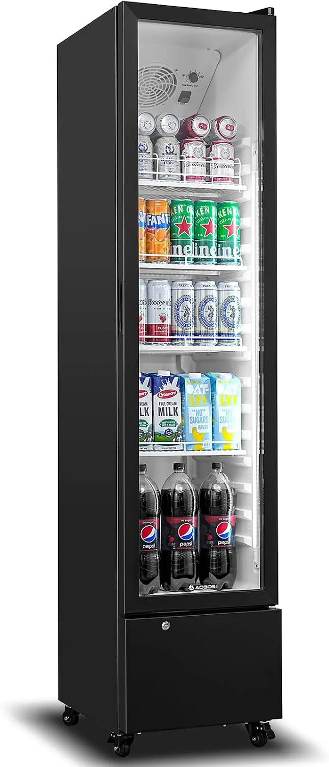 AAOBOSI, Nápojové chladničky, 230L Lednice na nápoje se skleněnými dveřmi, Bílá, 230L, 20 cm, 192 l, 4 v