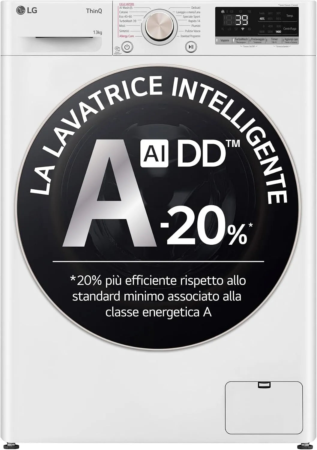 LG F4R7013TSWG, Pračky, AI DD pračka 13 kg, přední nakladač, série R7, třída pračky A -20%, 1400 ot. /, Bílá, 13 kg, 61, 5 cm, 4 v