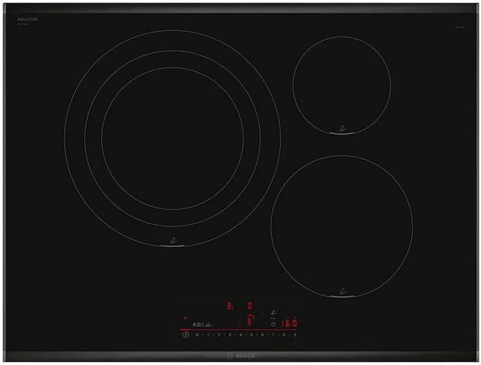 Bosch PID775HC1E, Varné desky, Vodicí sporák, 70 cm, série 6, 3 zóny vaření, Elektronika DirectSelect, Černá, 21 cm, 15 cm, 7, 4 kW