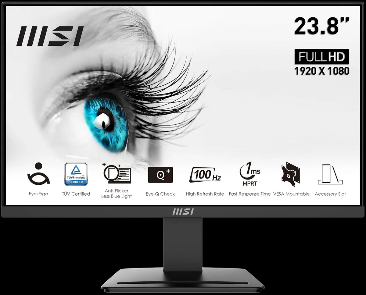 MSI MP2412DE 1.2a, Monitory, PRO 23.8 palců Full HD Office Monitor - 1920 x 1080 VA Panel, 100 Hz, oční, Černá, Full HD, 1920 x 1080