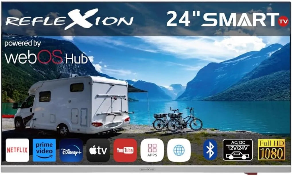 REFLEXION LDDX24IBT LDDDX24IBT, Televizory, Reflection Smart LED TV, LG webOSHub, Bezrámová karavana / mobilní domů /, Černá / stříbrná, 230 V