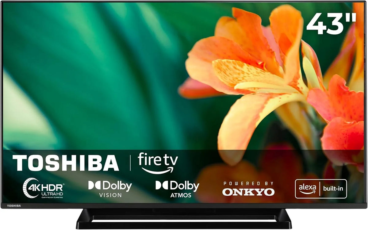 TOSHIBA 43UF3F63DAR, Přenosné televizory, TV 43 palců Smart TV s 4K UHD Amazon Fire TV, Černá, 4K, 108 cm