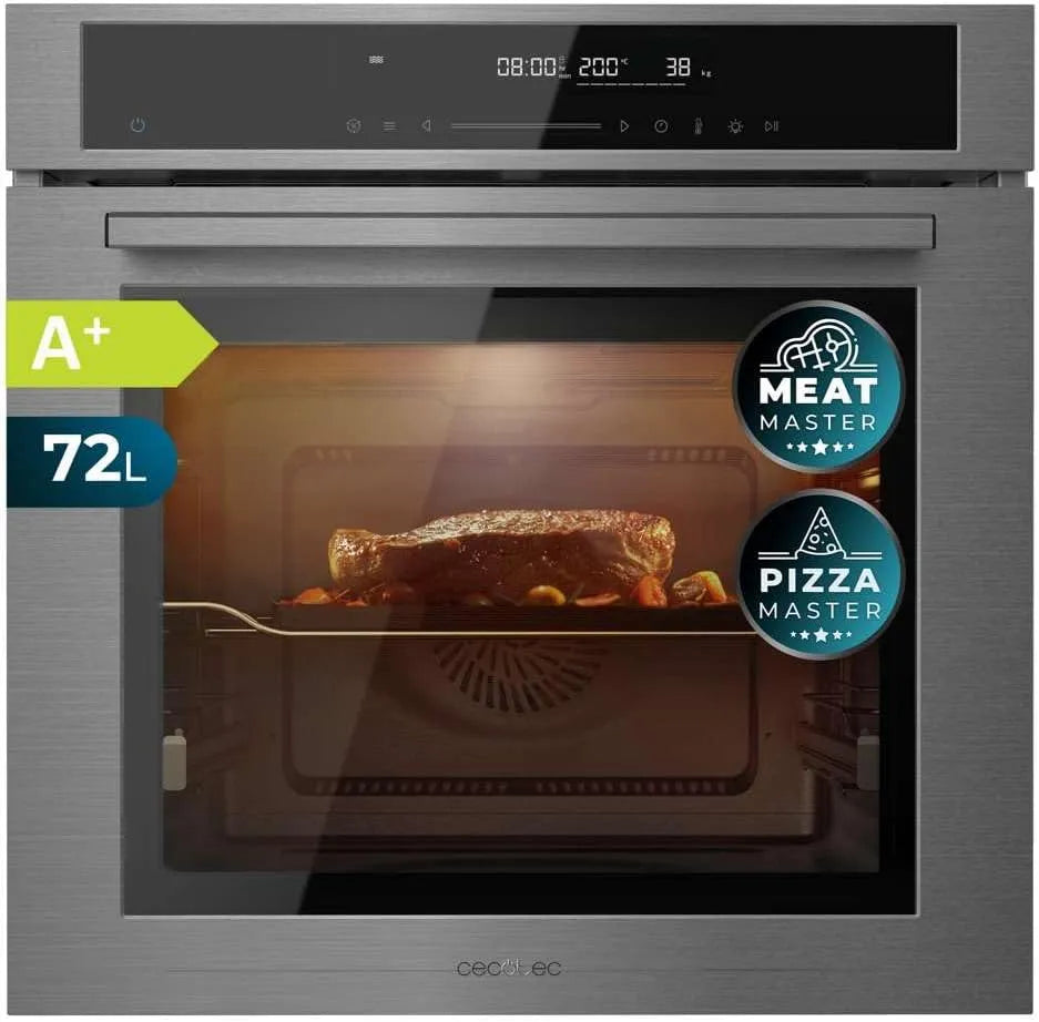 Cecotec SM406000, Trouby, Bolero Hexa Edge + A + Built- in troub, 60 cm, 2900 W, 72 l, 12 funkcí, Steak, Černá / stříbrná