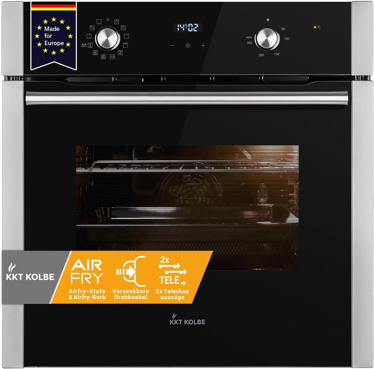 KKT KOLBE BO8810SS, Trouby, AirFryer built- v troubě, 60 cm, 70 L, černá stříbrná