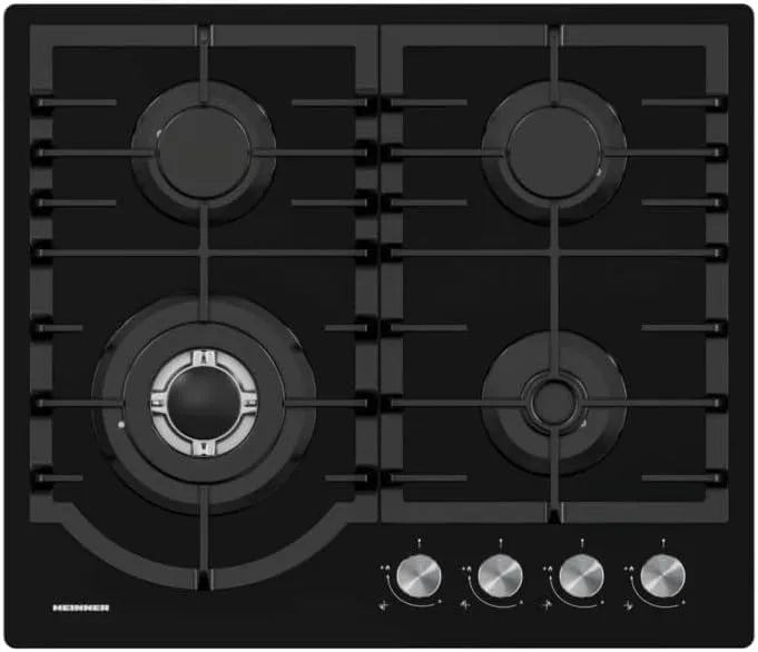 HEINNER HBH-M447IWFGBK, Elektrické kotle, Built- in Gas Cooktop - 4 zóny vaření, elektrické zapalování, bezpečnostní systém, Černá, 5 l, 4 V