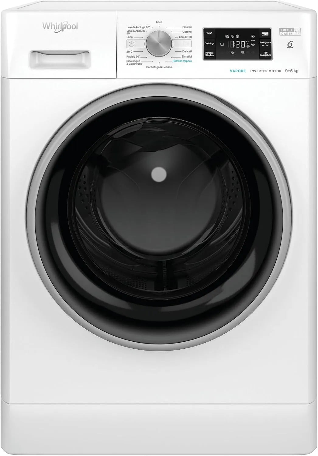 Whirlpool, Pračky se sušičkou, Wirlpool FFWDB 964489 BSV IT - Pračka 9 kg, přední nakladač, volnoběh, 1400 ot. /, Bílá, 9 kg, 5 x 54 x 85 cm