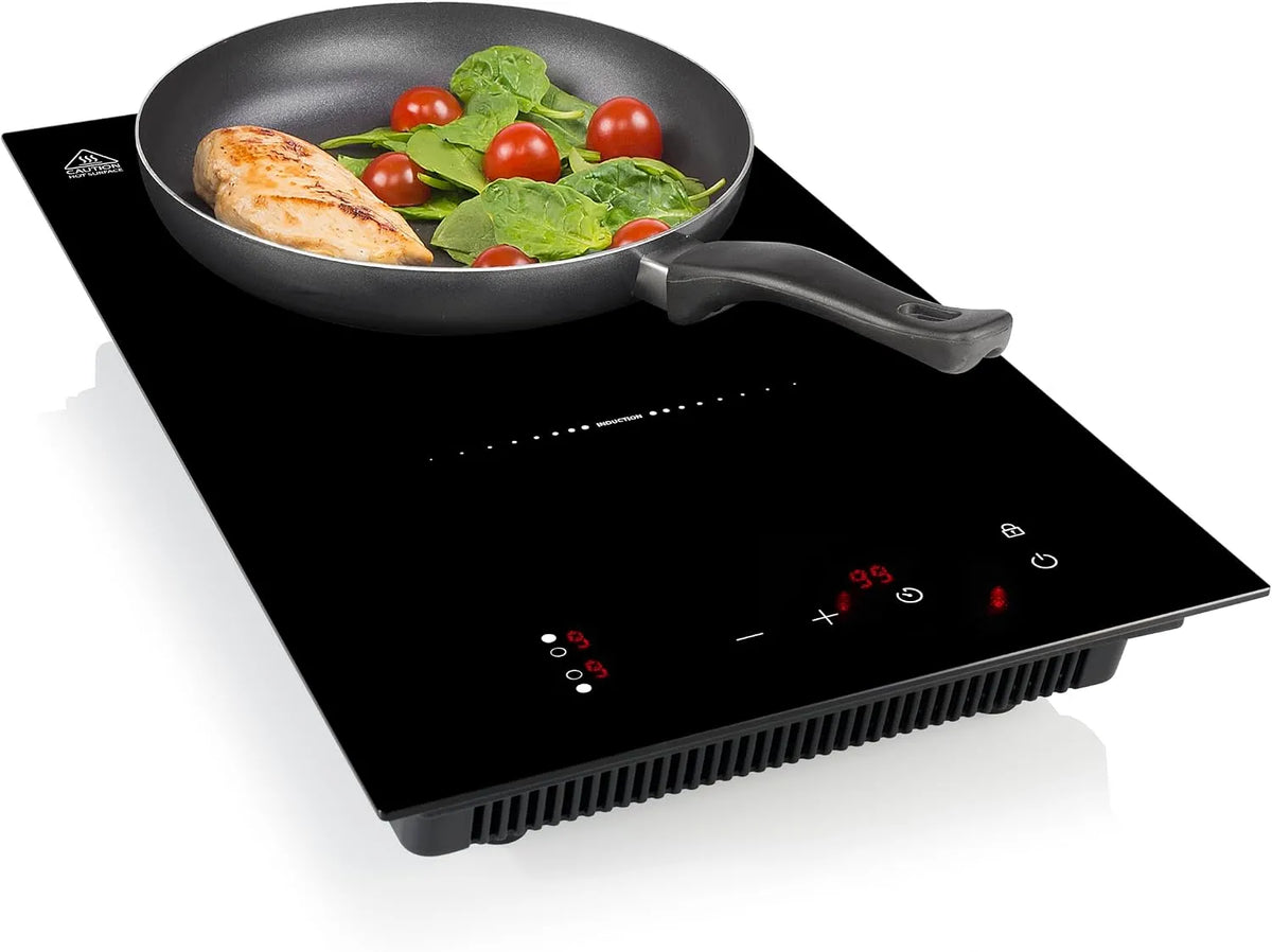 Princess, Varné desky, Princezna Vertikální Dvojité Indukce Cooktop, Built- in nebo Freestanding, 3300, Černá, 3300 W, 1800 W, 1500 W