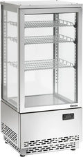 Bartscher, Skleněné výrobky pro bedny, mini- chlazená vitrína 78L, nerezová ocel, Stříbrná, 78L, 4 V, 0.18 kW, 230 V