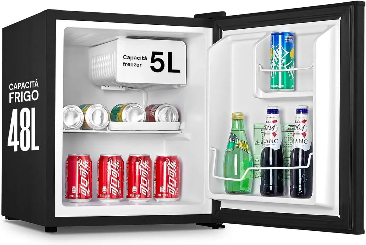 Wintem, Minichladničky, Minifridge Bar černý 48L s mrazákem 5L - chladicí kapacita 0 ° / 10 ° C, Černá, 48L, 5L, 85W, 44 x 47 x 53 cm